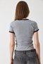 Gray Cotton Crew Neck Short Sleeve Slim Fit New York Printed Ribbed Detail T-Shirt - 5
