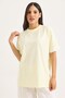 Yellow Cotton Crew Neck Short Sleeve T-Shirt with Garnished Detail and Comfortable Fit Knitted T-Shirt