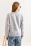 Gray Three-Thread Fabric Crew Neck Low Shoulder Ribbed Detailed Beaded Embroidered Sweatshirt - 4