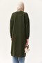 Green Knitwear Fabric V-Neck Off-Shoulder Long Sleeve Straight Cut Buttoned Detailed Long Cardigan - 3