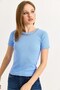 Blue Camisole Textured Crew Neck Short Sleeve Blouse with Chain Detail and Comfortable Fit - 2