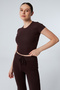 Mila Brown Bodycon Stretch Knitted Crop Tshirt and Spanish Flare Leggings Y2K Bottom-Top Set - 3