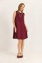 Burgundy Stretchy Knitted Fabric Crew Neck Sleeveless Mini Dress with Front Stitching Detail - 4