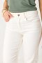White Lycra Stretch Fabric Spanish Flare Jeans with Elastic Waist and Adjustable Detail - 4