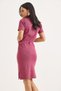 Cherry Camisole Fabric Crew Neck Short Sleeve Midi Dress with Side Slit Detail - 5