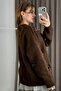 Brown Soft Textured Crew Neck Oversized Knitted Sweater with Ribbon Detail - 4