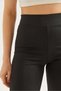 Black Ribbed Fabric High Waist Slim Fit Shaping Stretchy Short Biker Leggings - 4