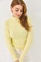Yellow Cashmere Textured High Collar Long Sleeve Blouse with Transparent Detail and Modern Cut - 2