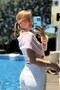 Pink Lightly Textured Boat Neck Short Sleeve Blouse with Gold Buckle Detail and Comfortable Fit - 3