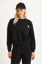 Black Three-Thread Fabric Crew Neck Drop Shoulder Relaxed Fit Sweatshirt with Lemon Embroidery Detail