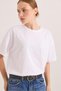White Cotton Fabric Crew Neck Comfortable Fit Shiny Stone Detailed Short Sleeve T-Shirt - 4