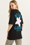 Black Single Jersey Fabric Crew Neck Short Sleeve Front and Back Printed Relaxed Fit T-Shirt - 5