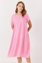 Pink Viscose Fabric Shirt Collar Short Sleeve Midi Length Floral Patterned Comfortable Form Dress - 3
