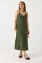 Green Ayrobin Fabric Thin Straps V-Neck Relaxed Fit Midi Dress Suitable for Daily Use - 3