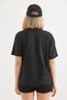 Black Cotton Crew Neck Oversize Short Sleeve Basic Knitted T-Shirt with Accessory Detail - 5