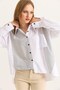 White Striped Garnished Shirt Collar Comfortable Fit Reverse Pocket Detailed Buttoned Long Sleeve Shirt - 4