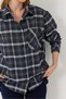 Anthracite Plaid Patterned Cotton Woven Shirt with Collar, Relaxed Fit, Single Pocket, Buttoned Shirt - 3
