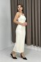 White Crepe Fabric Rope Strap Square Neckline Lined Dress with Comfortable Cut, Suitable for Daily Use