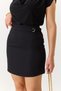 Black Woven Fabric Comfortable Cut Mini Length Skirt with Belt Detail and Comfortable Fit - 4