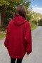 Burgundy Three-Thread Hooded Oversize Kangaroo Pocket Stone Detailed Zippered Cardigan - 6