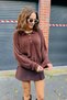 Brown Bearded Soft Textured Polo Collar Stone Button Detailed Long Sleeve Comfortable Fit Sweater