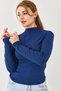 Saks Cashmere Textured High Collar Long Sleeve Blouse with Transparent Detail and Slim Fit - 2