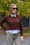 Brown Knitted Textured Crew Neck Long Sleeve Crop Form Garnished Shirt Detailed Knitwear Sweater - 2