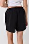 Black Cotton Blend Elastic Waist Lace-Up Two Thread Star Print Comfortable Fit Shorts - 5