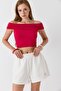 Ecru Cotton Elastic Waist Two-Thread Fabric Embroidered Print Detailed Relaxed Cut Shorts - 3