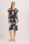 Black Cotton Viscose Woven V-Neck Comfortable Fit Short Sleeve Patterned Dress - 4