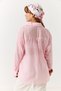 Pink Textured Transparent Fabric Shirt Collar Off-Shoulder Oversized Buttoned Long Sleeve Shirt - 5