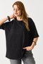 Black Crew Neck Drop Shoulder Oversize Wide Cut Shiny Stone Detailed Knitted T-Shirt - 2
