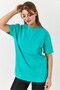 Green Stretch Fabric Crew Neck Short Sleeve Straight Cut Unprinted Comfortable Fit T-Shirt - 2