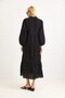 Black Muslin Stretchy Textured V-Neck Wide Cut Front Buttoned Comfortable Fit Casual Dress - 5