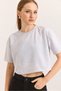 Gray Two-Strand Fabric Crew Neck Short Sleeve Relaxed Fit Cool Crop T-Shirt - 4