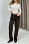 Brown Denim Fabric Jeans with Elastic Waist and Adjustable Tube Leg, Detailed with a Foulard Detail - 4