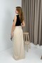 Beige Woven Fabric High Waist Relaxed Cut Front Slit Detailed Long Skirt Suitable for Daily Use - 3
