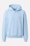 Blue Three-Threaded Embroidered Fabric Hooded Sweatshirt with Kangaroo Pocket and Ribbon Detail - 2