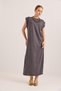 Smoked Cotton Knitted Fabric, Crew Neck, Shoulder Padding, Comfortable Cut, Sleeveless Long Dress