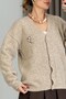 Mink Soft Textured V-Neck Off-Shoulder Wide Cut Front Buttoned Embroidery Detailed Knitwear Cardigan - 2