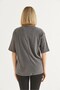 Gray Cotton Blend Crew Neck Short Sleeve Basic Relaxed Fit Knitted T-Shirt - 2
