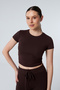 Mila Brown Bodycon Stretch Knitted Crop Tshirt and Spanish Flare Leggings Y2K Bottom-Top Set - 2