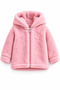 Baby Kids Zippered Hooded Plush Welsoft Winter Cardigan - Pink