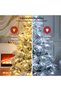 Multi Size Pre-Lit Flocked Snow Christmas Tree PE+PVC Auto Open Artificial Xmas Tree Warm & Cool Dual LED Lights With Pine Cones For Home Holiday Decor - 6