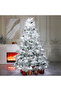 Multi Size Pre-Lit Flocked Snow Christmas Tree PE+PVC Auto Open Artificial Xmas Tree Warm & Cool Dual LED Lights With Pine Cones For Home Holiday Decor 5.9ft(180cm) - 7