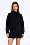 High Collar Oversize Knitwear Cardigan Black - 3
