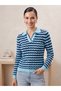 Polo Collar Thessaloniki Textured Striped Knitwear Sweater