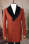 Men's Double Breasted Slim Fit Cream Removable Fur Collar Detailed Stamp Coat - 2