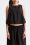 Helia Balon Blouse, Elasticated Cuffs, Trousers and Scarf Brown Set - 2