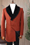 Men's Double Breasted Slim Fit Cream Removable Fur Collar Detailed Stamp Coat - 4